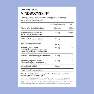 MINDBODYSKIN Hormonal Acne Supplement